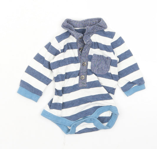 Matalan Boys Blue Striped Cotton Babygrow One-Piece Size Newborn  Snap