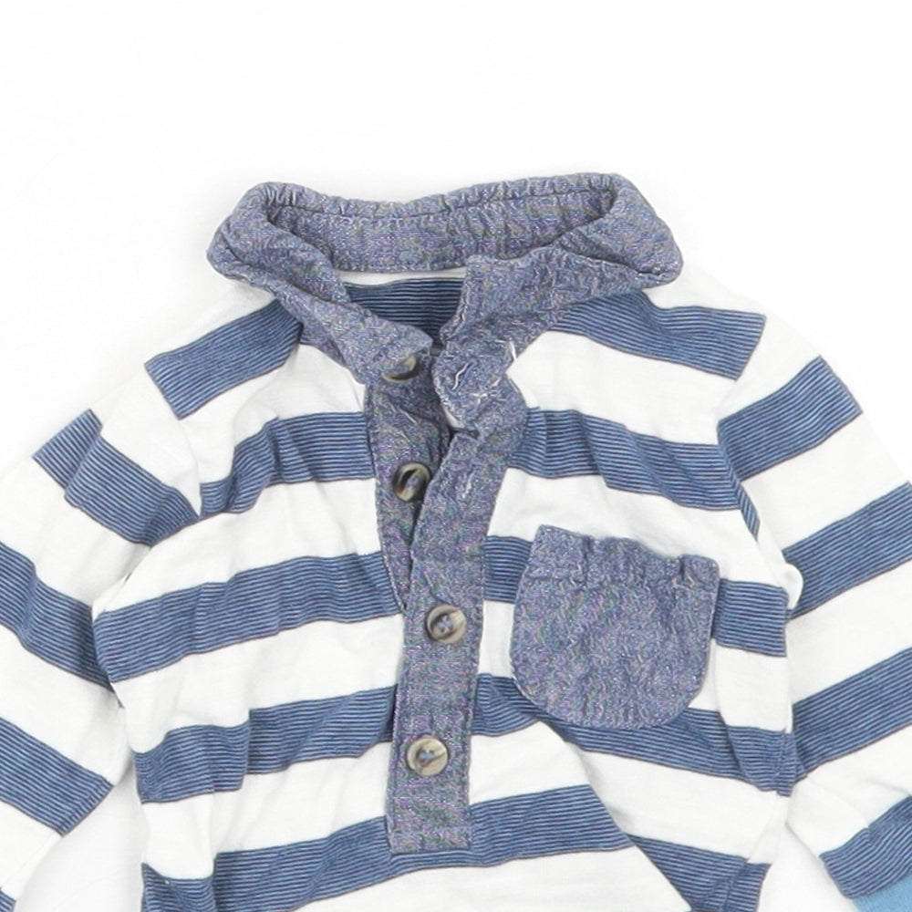 Matalan Boys Blue Striped Cotton Babygrow One-Piece Size Newborn  Snap