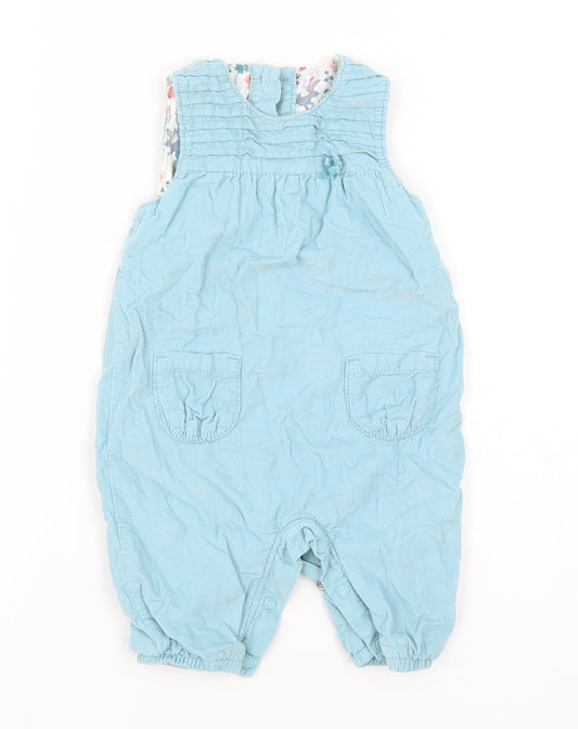 Marks and Spencer Girls Green  Cotton Dungaree One-Piece Size 0-3 Months  Snap
