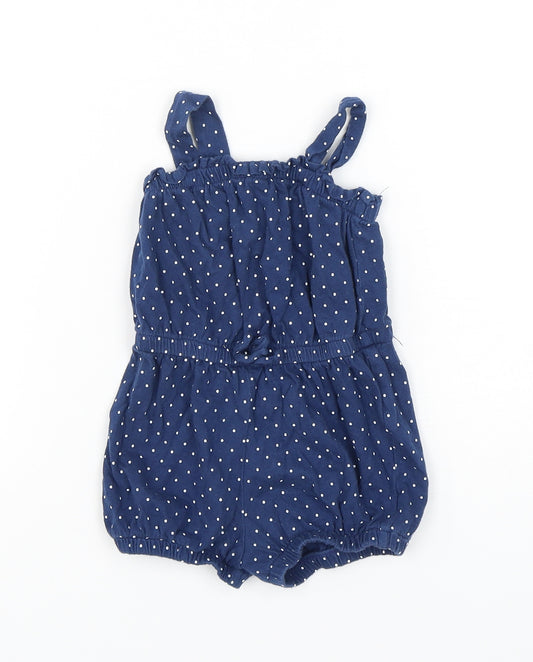 Gap Girls Blue Polka Dot Polyester Romper One-Piece Size 12-18 Months  Pullover