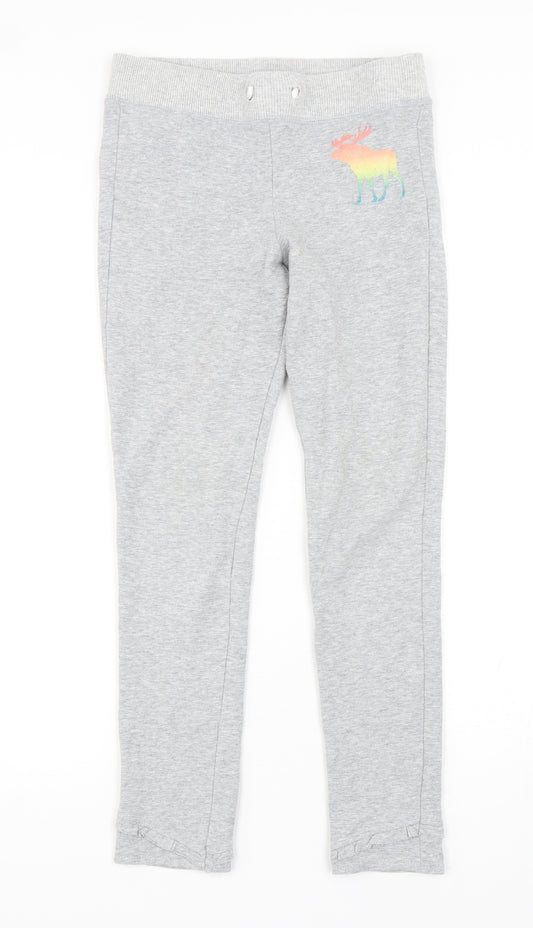 Abercrombie & Fitch Girls Grey  Cotton Sweatpants Trousers Size 13-14 Years  Regular Drawstring