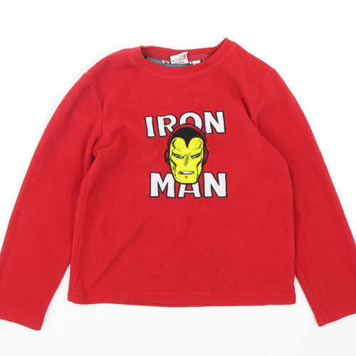 Primark Boys Red Solid Polyester  Pyjama Top Size 7-8 Years  Pullover - iron Man