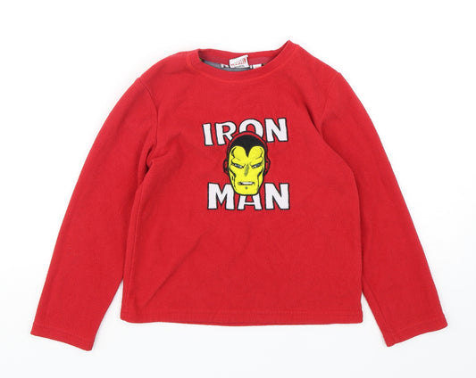 Primark Boys Red Solid Polyester  Pyjama Top Size 7-8 Years  Pullover - iron Man