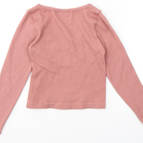 Dunnes Stores Womens Pink  Nylon Jersey Casual Size XS Round Neck Pullover