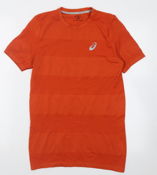 ASICS Mens Orange  Polyester Basic T-Shirt Size S Crew Neck Pullover