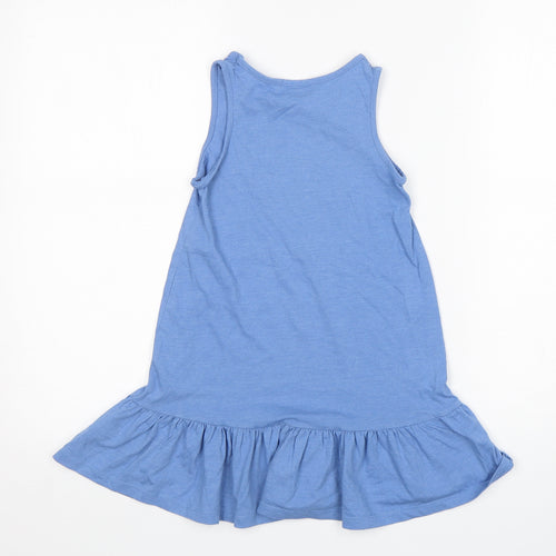 NEXT Girls Blue  Cotton Tank Dress  Size 6 Years  Round Neck Pullover