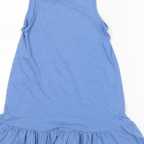 NEXT Girls Blue  Cotton Tank Dress  Size 6 Years  Round Neck Pullover
