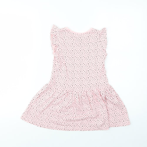 Primark Girls Pink Animal Print Cotton Skater Dress  Size 3-4 Years  Crew Neck Pullover