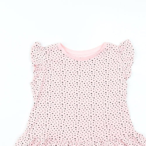 Primark Girls Pink Animal Print Cotton Skater Dress  Size 3-4 Years  Crew Neck Pullover