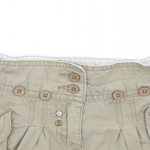Lisa Rose Girls Beige  Cotton Cargo Skirt Size 2 Years  Regular Button