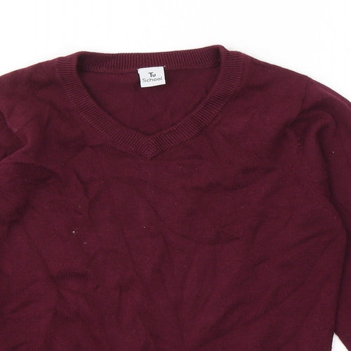 TU Boys Red Roll Neck  Cotton Pullover Jumper Size 7 Years  Pullover