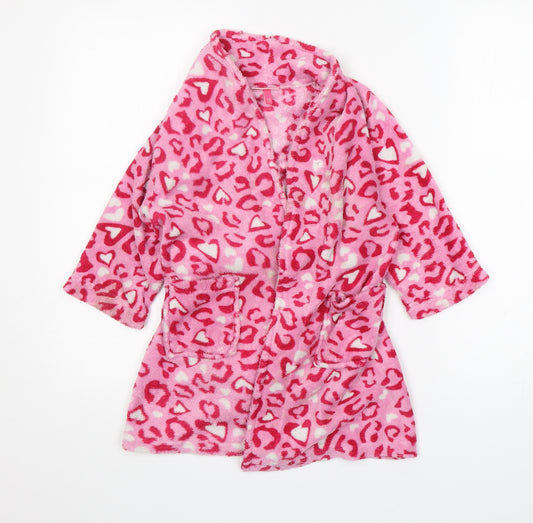 SLEEP BOUTIQUE Girls Pink Animal Print Polyester  Gown Size 2-3 Years  Tie