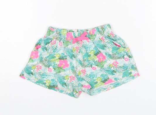 Young Dimension Girls Multicoloured Floral Polyester Sweat Shorts Size 2-3 Years  Regular Drawstring