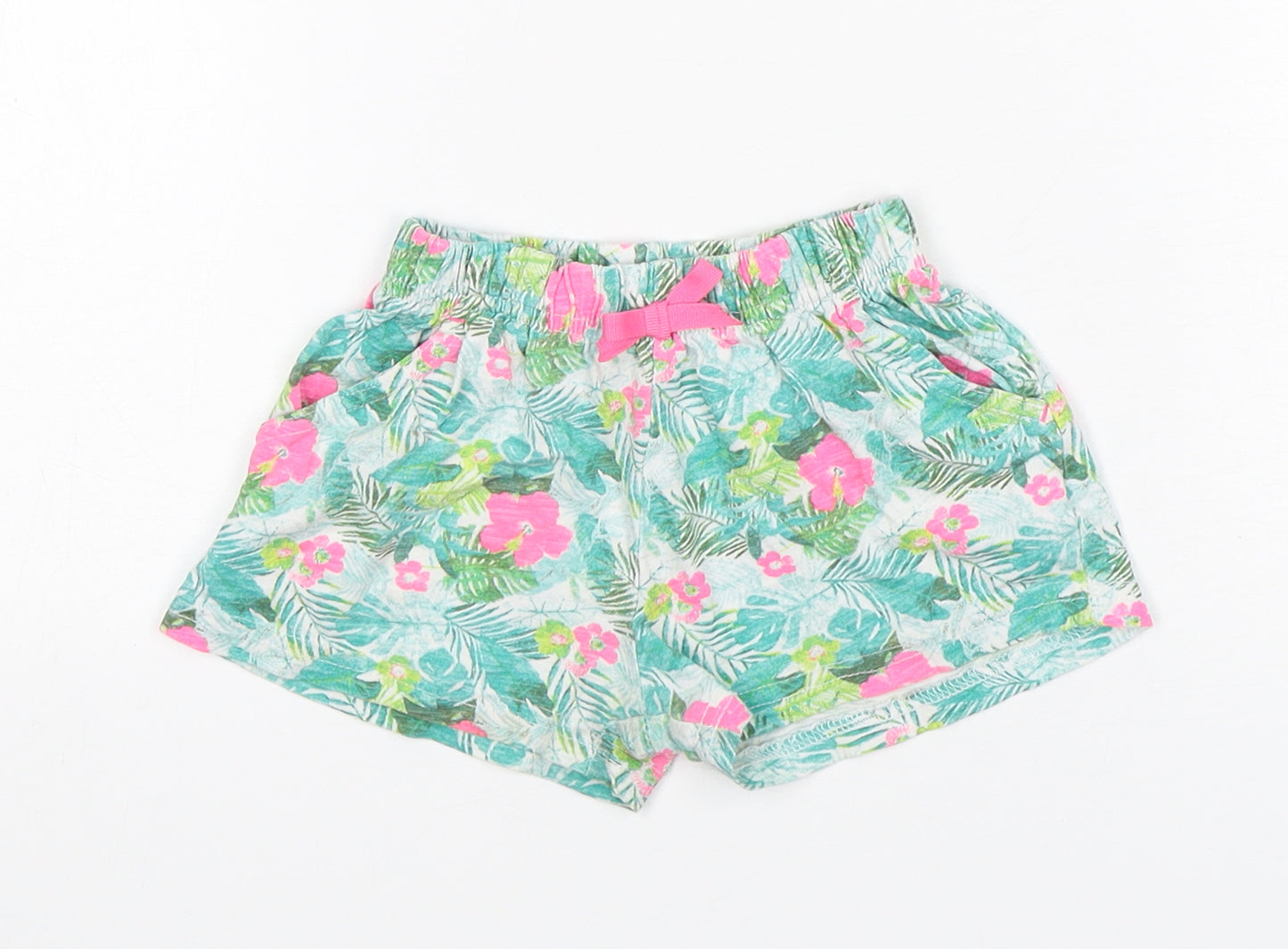 Young Dimension Girls Multicoloured Floral Polyester Sweat Shorts Size 2-3 Years  Regular Drawstring