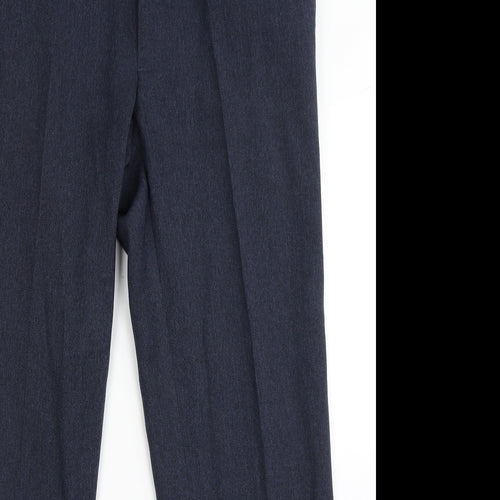 Marks and Spencer Mens Blue  Polyester Dress Pants Trousers Size 36 in L28 in Regular Button