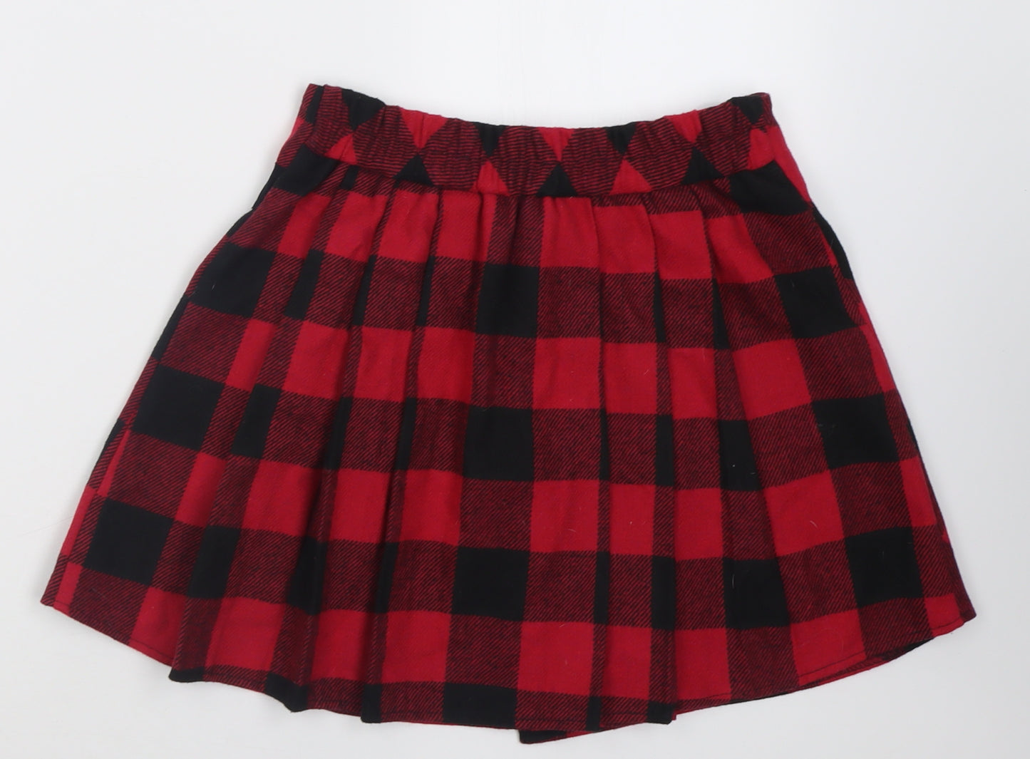 Dunnes Stores Girls Red Check Polyester A-Line Skirt Size 10 Years  Regular Tie