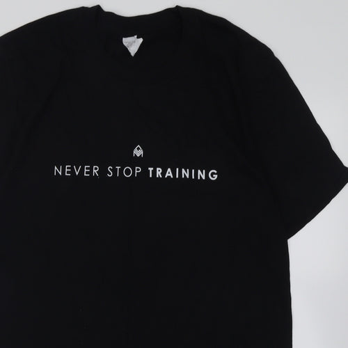 prteworn Womens Black  Cotton Basic T-Shirt Size M Crew Neck Pullover - Never stop training
