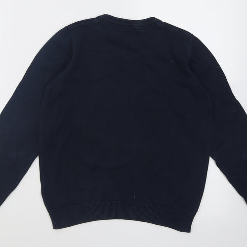 Marks and Spencer Boys Blue V-Neck  Cotton Pullover Jumper Size 9-10 Years  Pullover - School Wear