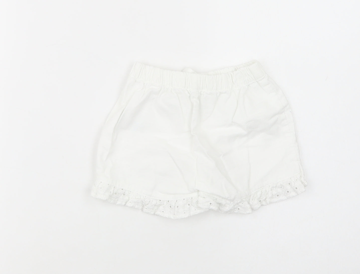 Matalan Girls White  Cotton Bermuda Shorts Size 4-5 Years  Regular Drawstring