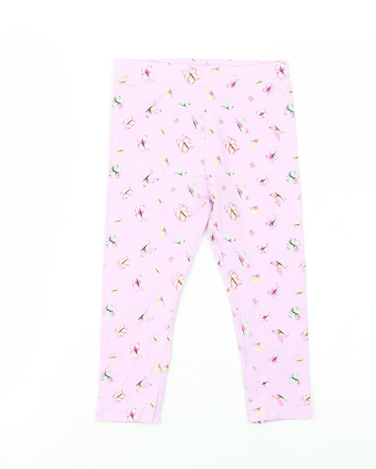 Dunne Girls Purple Geometric Cotton Jegging Trousers Size 5-6 Years  Regular  - Butterfly Print