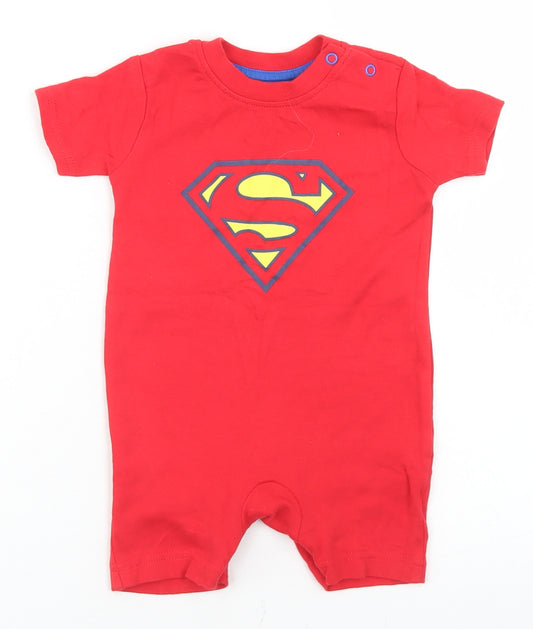 George Boys Red  Cotton Romper One-Piece Size 3-6 Months  Snap - Superman
