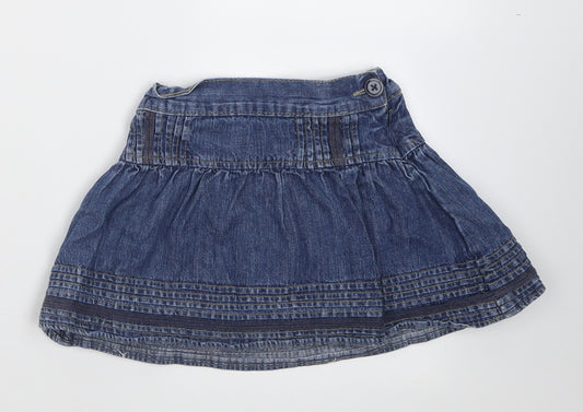 Primark Girls Blue  Cotton A-Line Skirt Size 2-3 Years  Regular Button