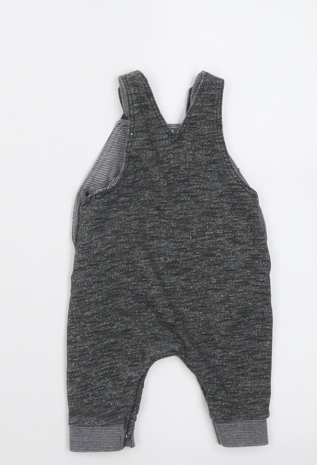 George Boys Grey  Cotton Dungaree One-Piece Size 0-3 Months  Button