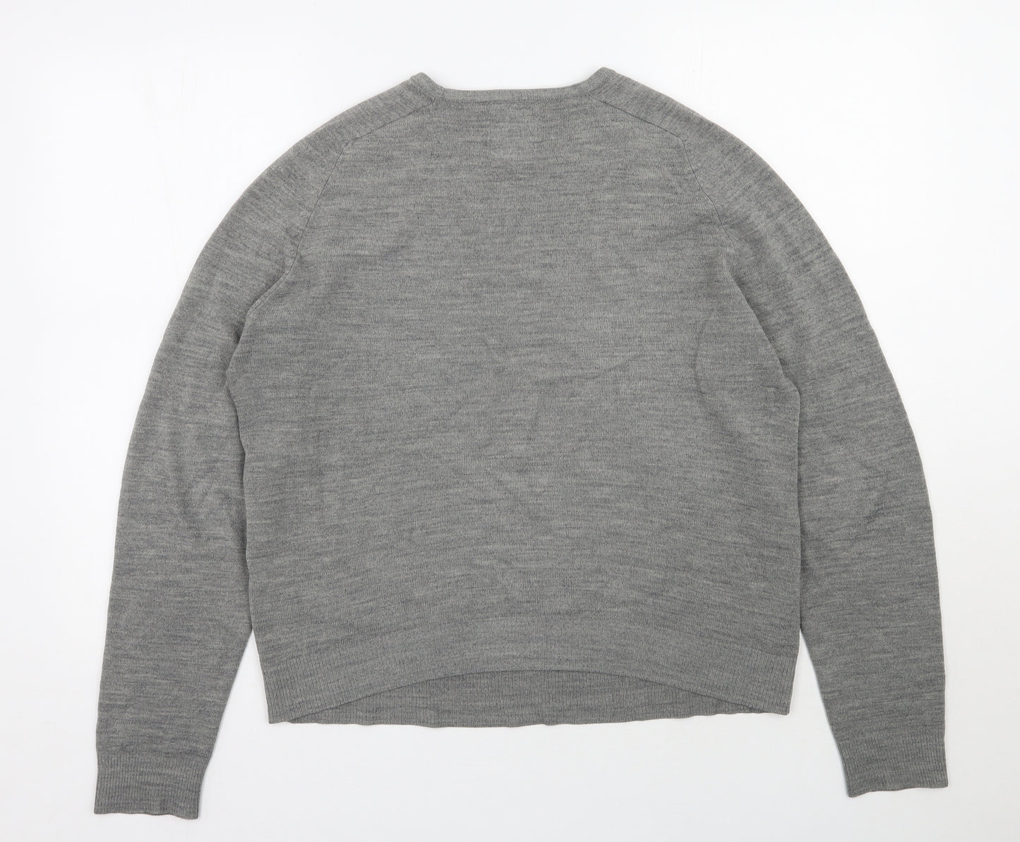 Ambrose Mens Grey Round Neck  Acrylic Pullover Jumper Size M