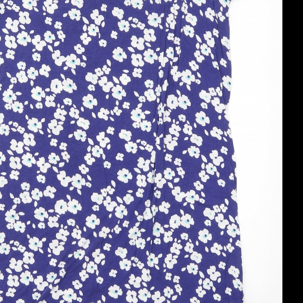 Marks and Spencer Womens Blue Floral Viscose Top Dress Size 12