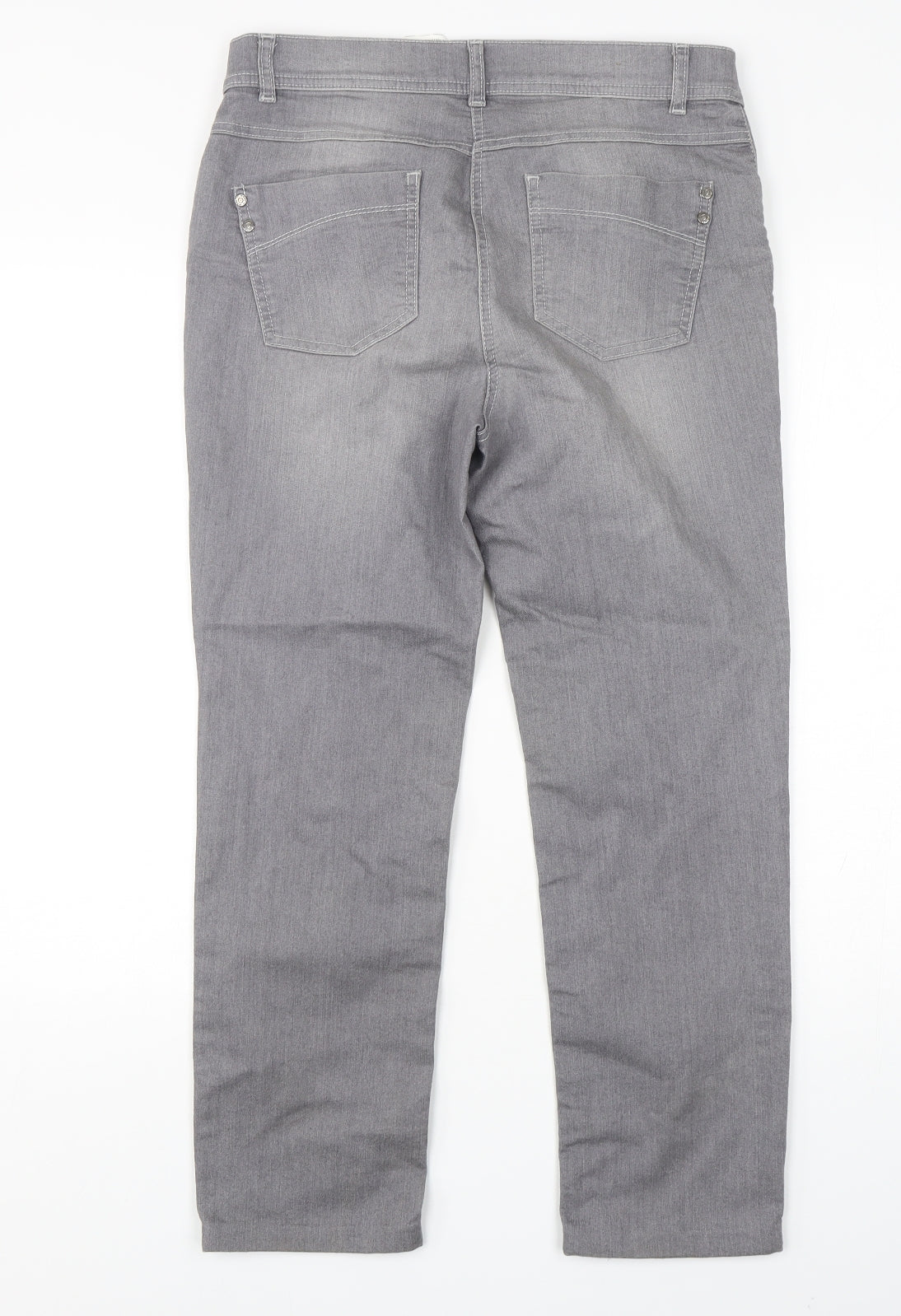 Gelco Womens Grey  Cotton Straight Jeans Size 12 L27 in Regular