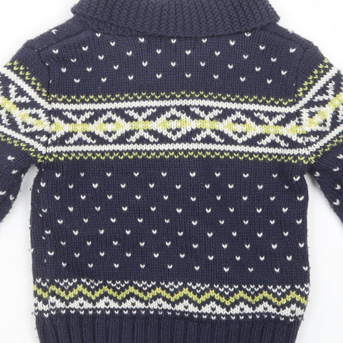 George Boys Blue Collared Fair Isle Acrylic Pullover Jumper Size 2-3 Years  Pullover