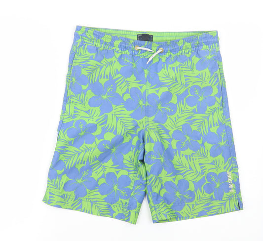 GASP Boys Blue Floral Polyester Bermuda Shorts Size 12 Years  Regular Drawstring