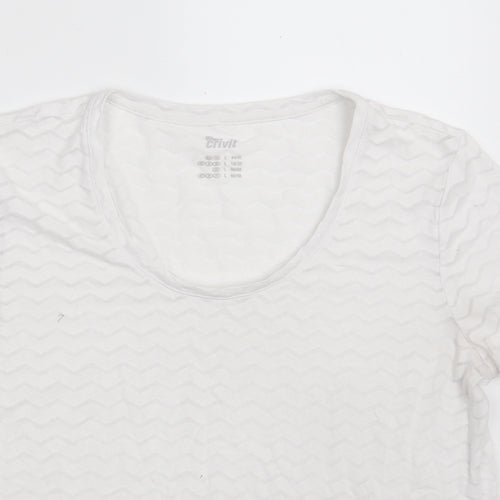 Crivit Womens White Geometric Cotton Pullover T-Shirt Size 18 Scoop Neck  - Size 18-20