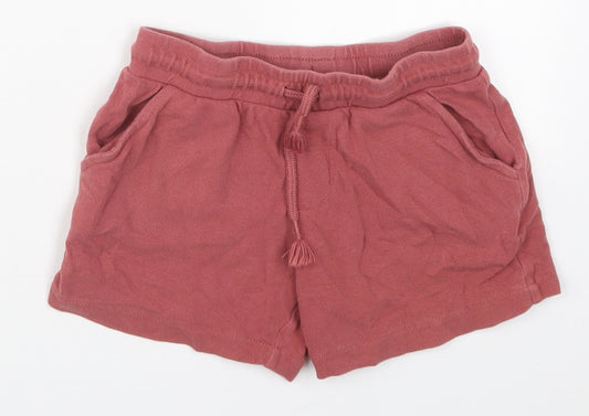 Marks and Spencer Boys Red  Cotton Sweat Shorts Size 5-6 Years  Regular Drawstring