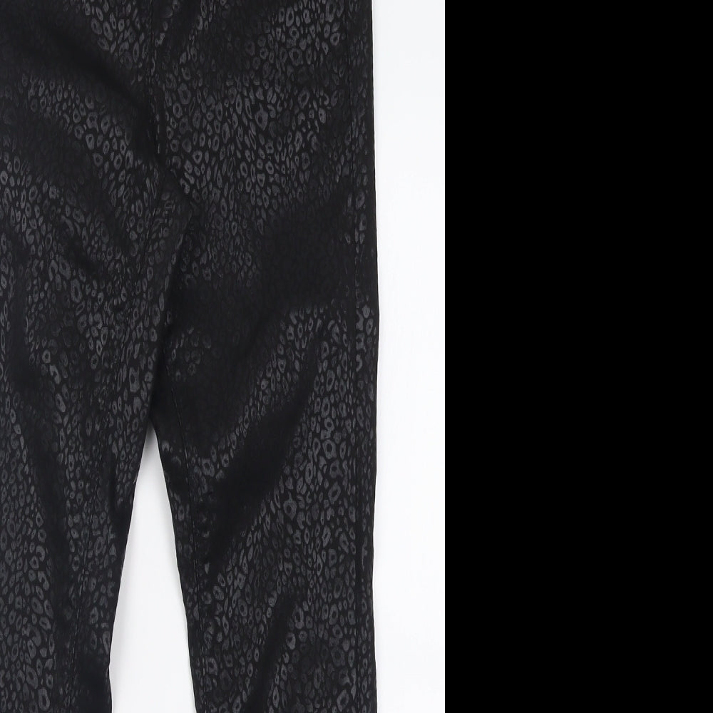 NEXT Womens Black Animal Print Cotton Capri Leggings Size 8 L27 in