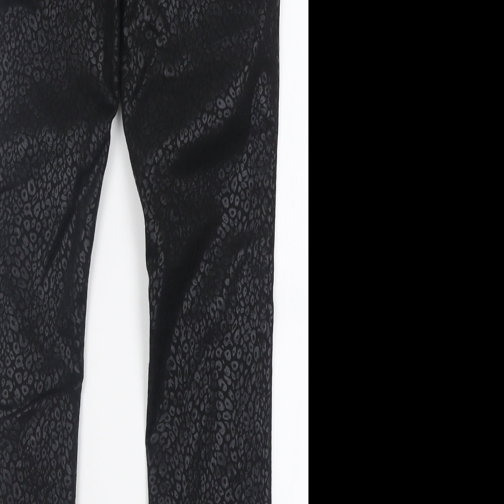 NEXT Womens Black Animal Print Cotton Capri Leggings Size 8 L27 in