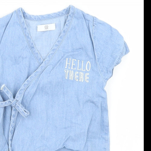 La Redoute Girls Blue  Cotton Babygrow One-Piece Size 0-3 Months  Tie
