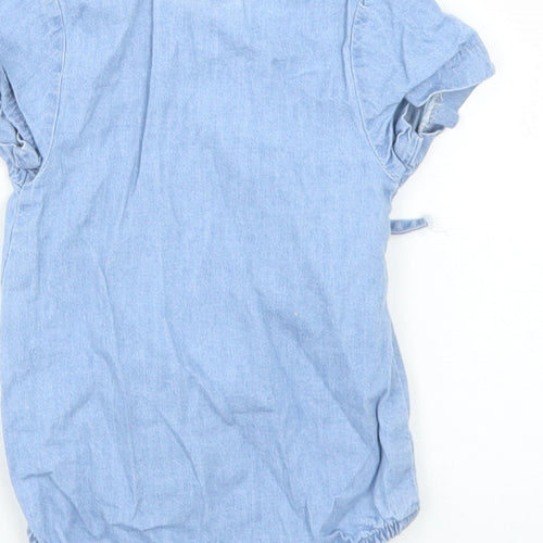 La Redoute Girls Blue  Cotton Babygrow One-Piece Size 0-3 Months  Tie