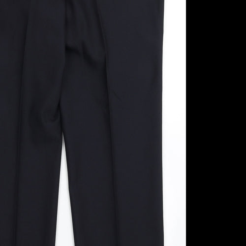 Douglas Mens Blue  Polyester Dress Pants Trousers Size 38 L28 in Regular Button - Short Leg