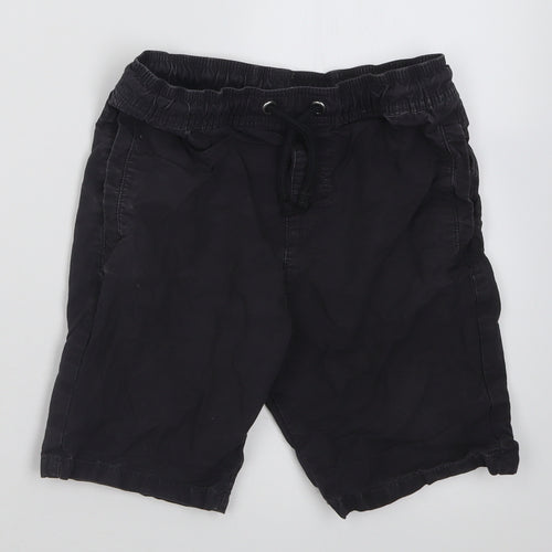 Marks and Spencer Boys Black  Cotton Bermuda Shorts Size 8-9 Years  Regular Tie
