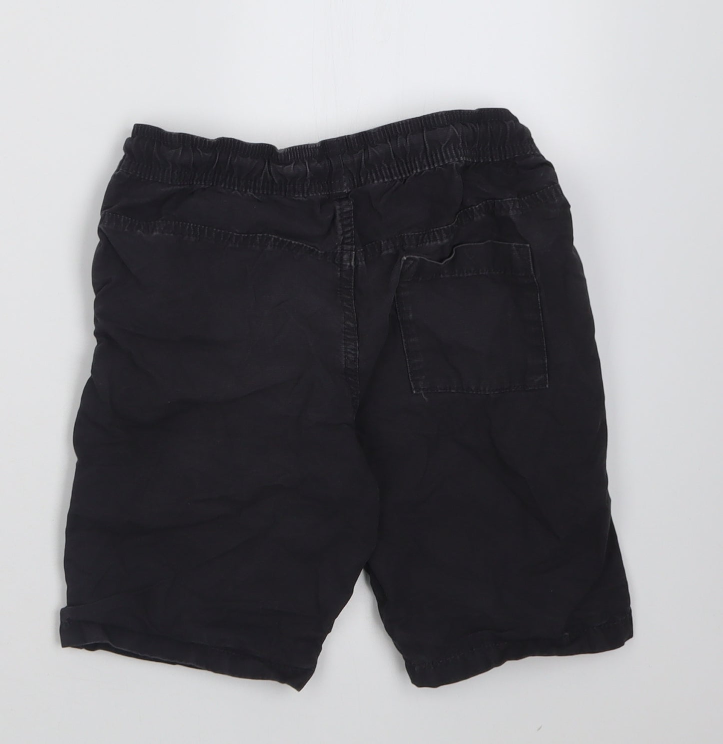 Marks and Spencer Boys Black  Cotton Bermuda Shorts Size 8-9 Years  Regular Tie