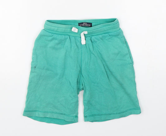 Matalan Boys Green  Cotton Sweat Shorts Size 7 Years  Regular Drawstring