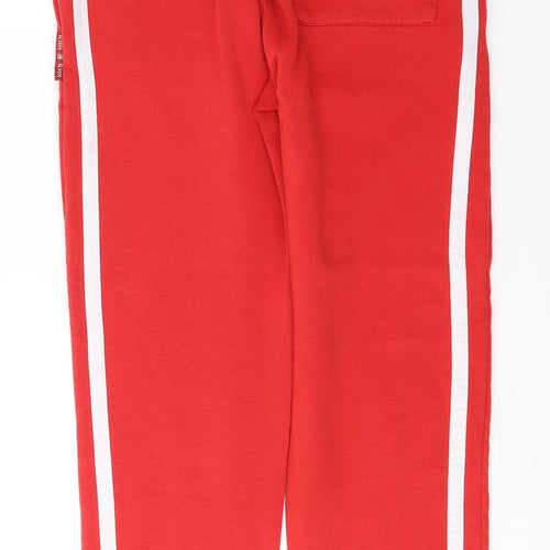 Prime Mens Red  Cotton Sweatpants Trousers Size S L29 in Regular Tie