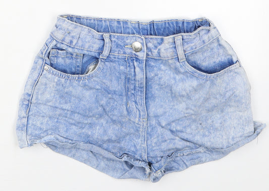 Candy Couture Girls Blue  Cotton Mom Shorts Size 14 Years  Regular