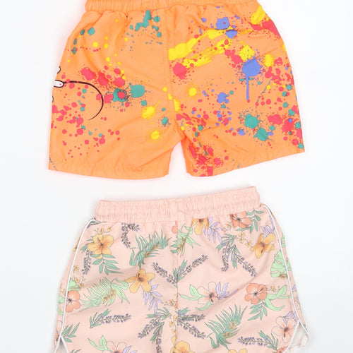 Primark Boys Multicoloured Floral 100% Polyester Sweat Shorts Size 2-3 Years  Regular Drawstring - Mickey Mouse