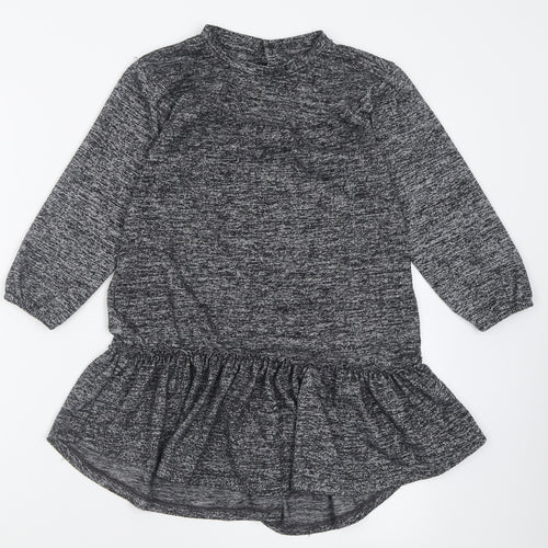 Zara Girls Grey  Polyester A-Line  Size 6 Years  Crew Neck Button