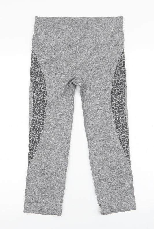 Atmosphere Womens Grey Animal Print Polyester Capri Leggings Size 10 L20 in Regular Pullover