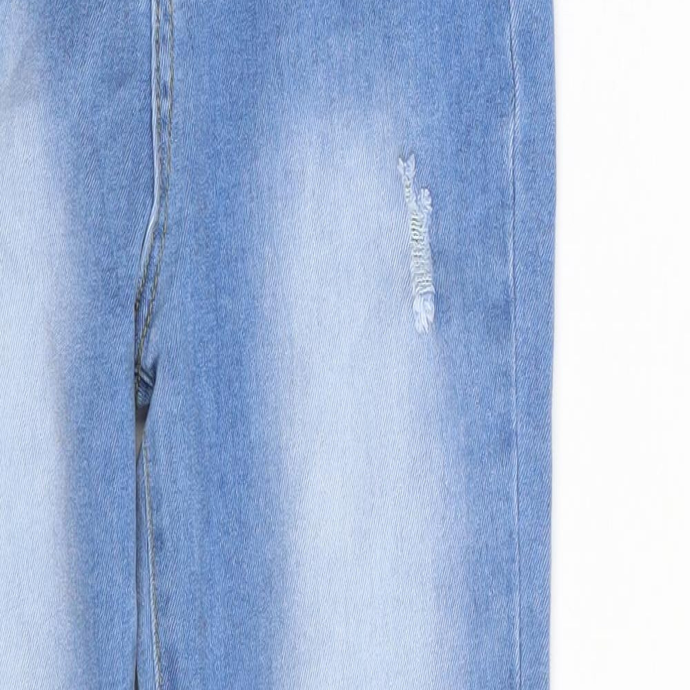 SheIn Girls Blue  Cotton Skinny Jeans Size 11-12 Years  Slim Zip - Distressed