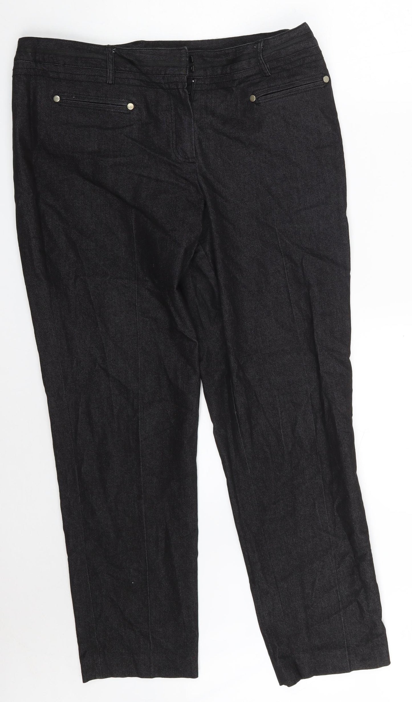 Larry Levine Womens Black  Cotton Straight Jeans Size 12 L27 in Regular Zip