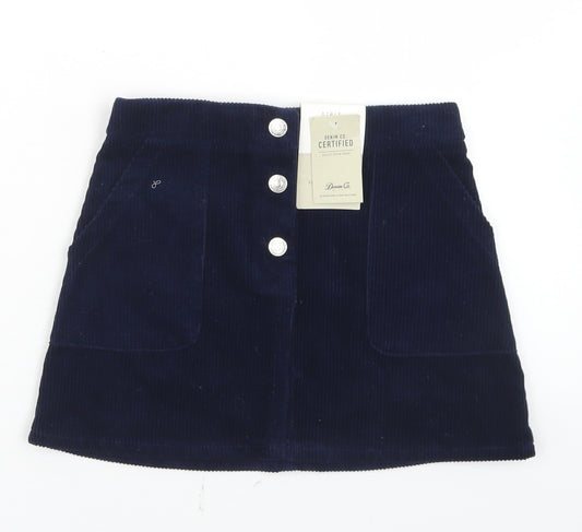 Denim Co Girls Blue  Cotton A-Line Skirt Size 5-6 Years  Regular Button